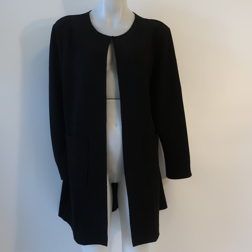 Womens Definitive Black Faux Suede Long Blazer 0